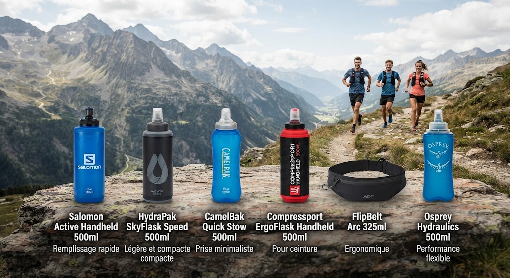 Coureur portant une gourde running souple pendant une sortie